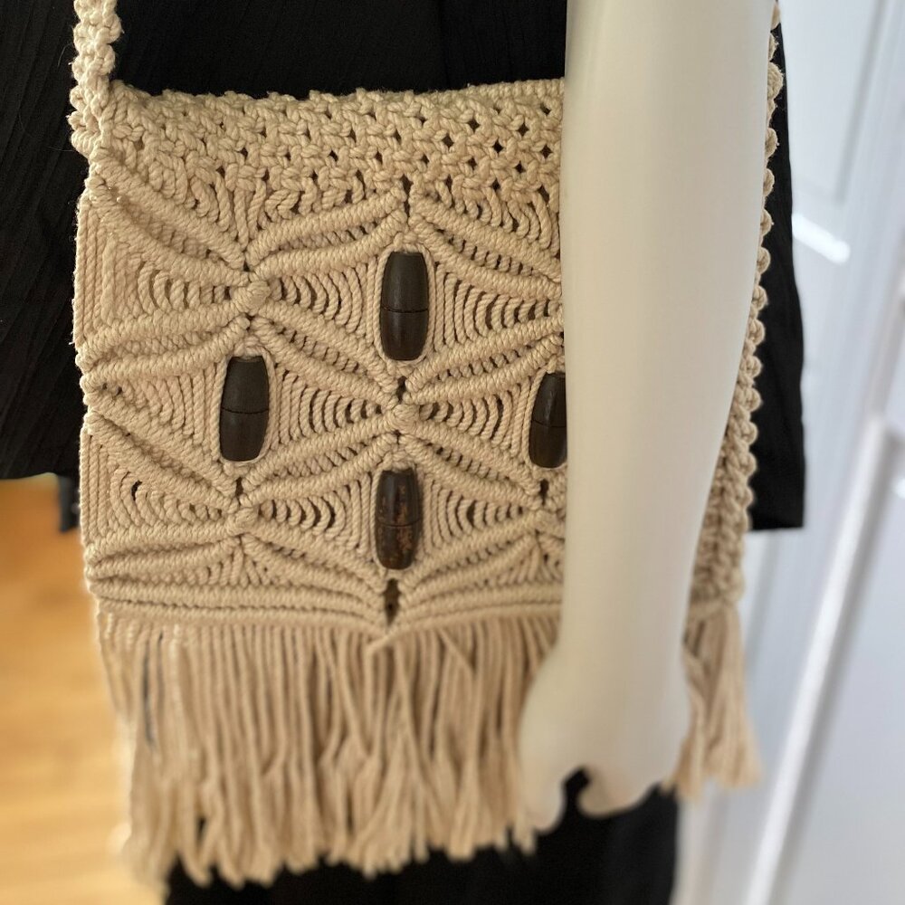Crochet Woven Shoulder Handbag Boho Knit Macrame